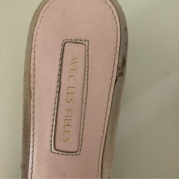 Avec Les Fillies Maya Pink Chiffon Slide Block Heel. Size 8. - Picture 8 of 13